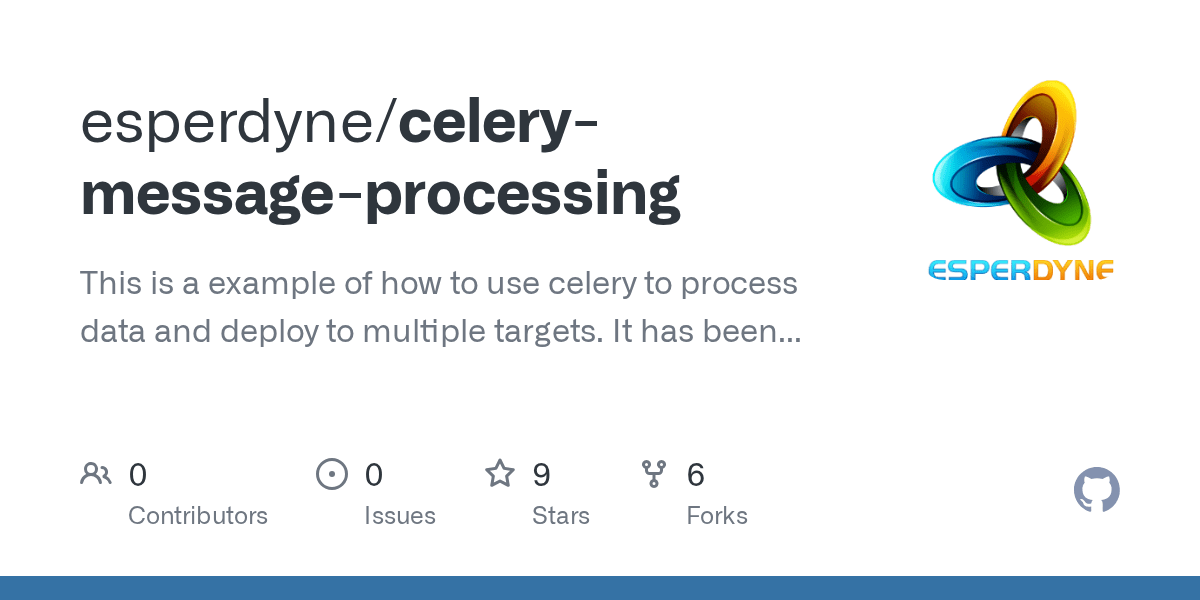 GitHub esperdyne/celerymessageprocessing This is a example of how