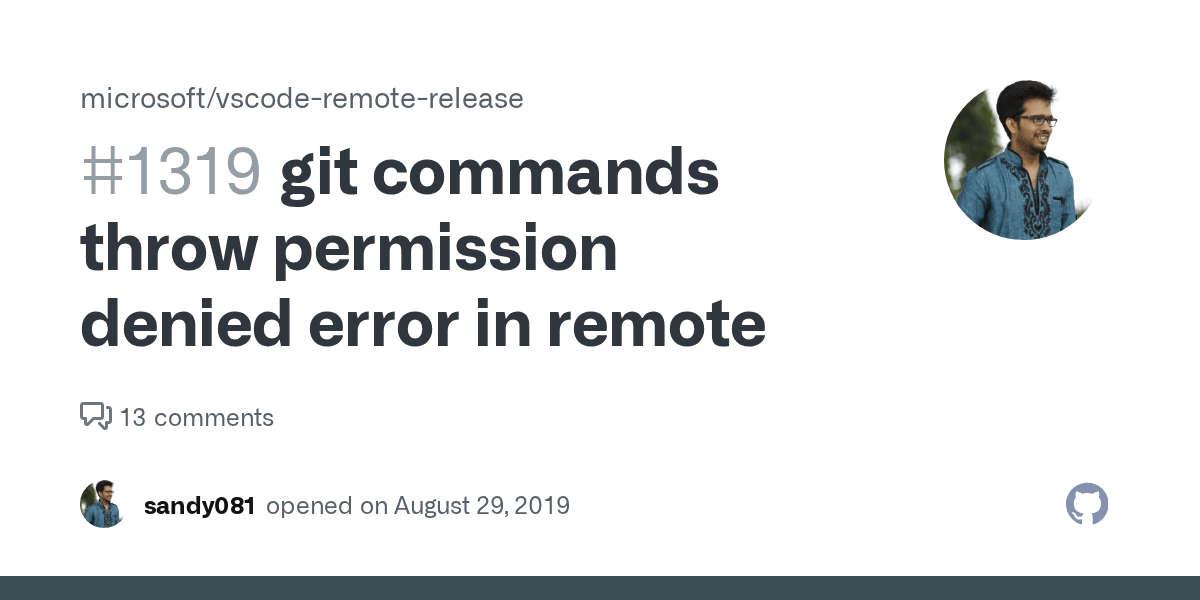 git commands throw permission denied error in remote · Issue 1319