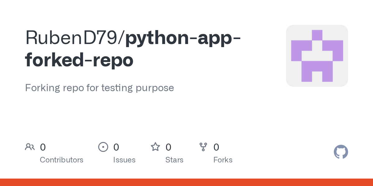 GitHub RubenD79/pythonappforkedrepo Forking repo for testing purpose
