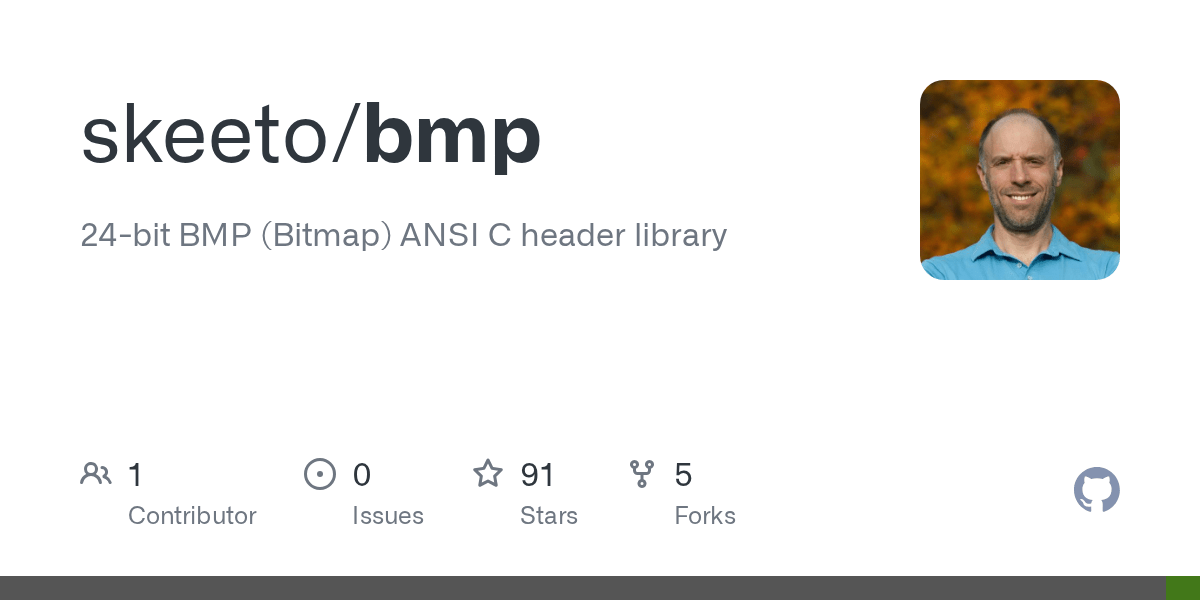 GitHub skeeto/bmp 24bit BMP (Bitmap) ANSI C header library