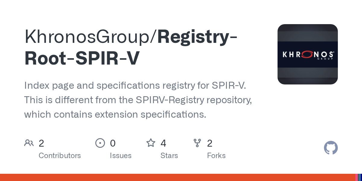 GitHub KhronosGroup/RegistryRootSPIRV Index page and