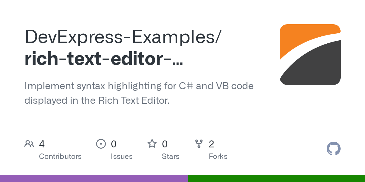 GitHub DevExpressExamples/richtexteditorhighlightsyntax Implement syntax highlighting