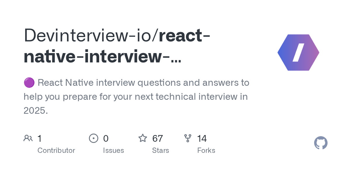 GitHub Devinterviewio/reactnativeinterviewquestions 🟣 React