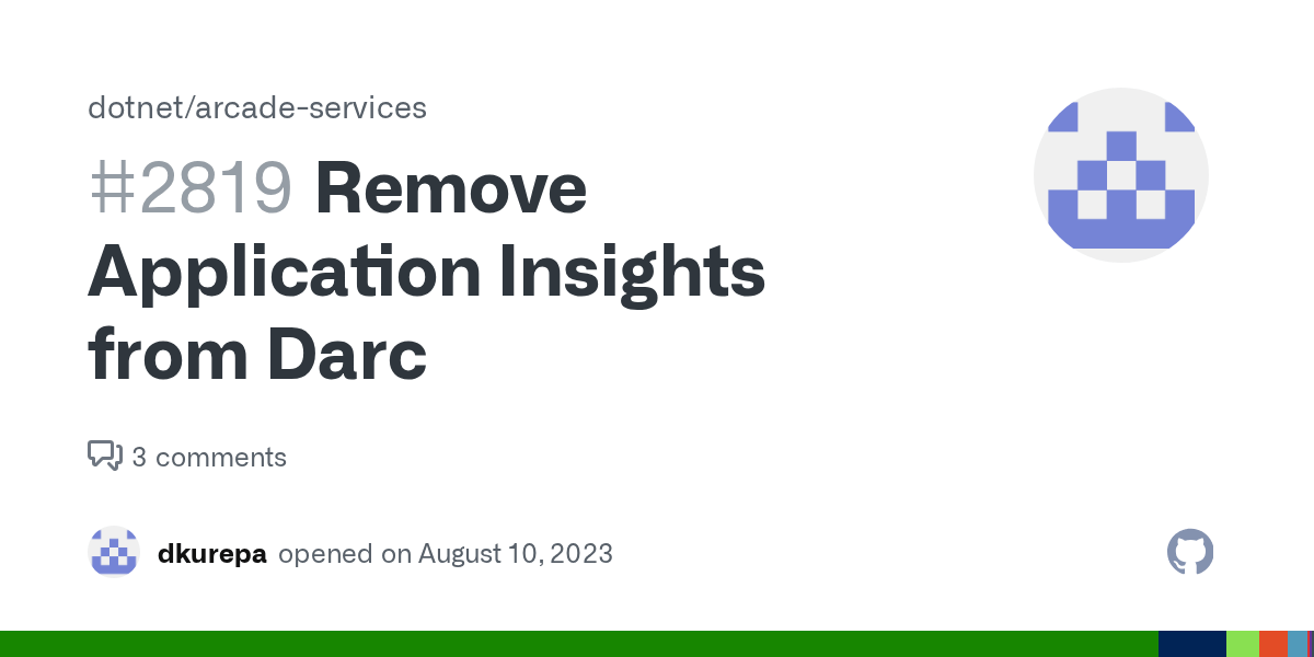 Remove Application Insights from Darc · Issue 2819 ·