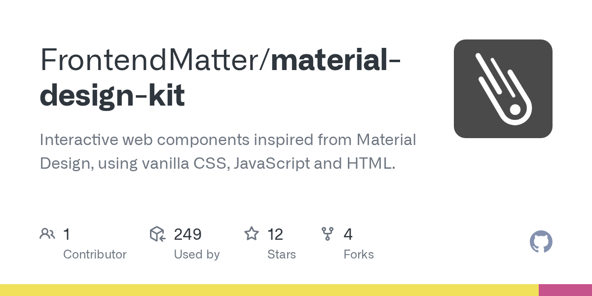 GitHub FrontendMatter/materialdesignkit Interactive web components