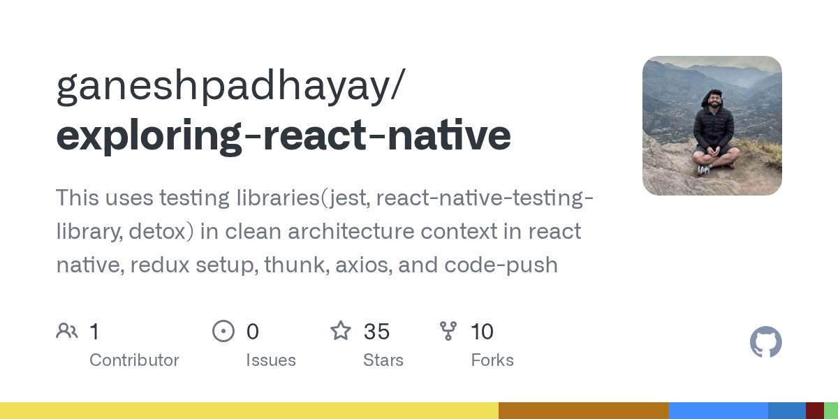 GitHub ganeshpadhayay/exploringreactnative This uses testing