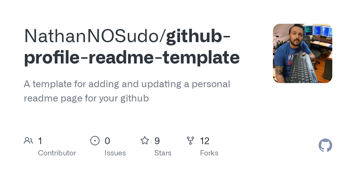 GitHub NathanNOSudo/githubprofilereadmetemplate A template for