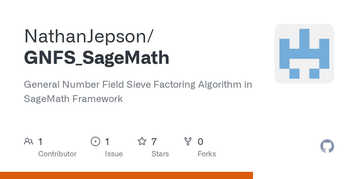 GitHub NathanJepson/GNFS_SageMath General Number Field Sieve