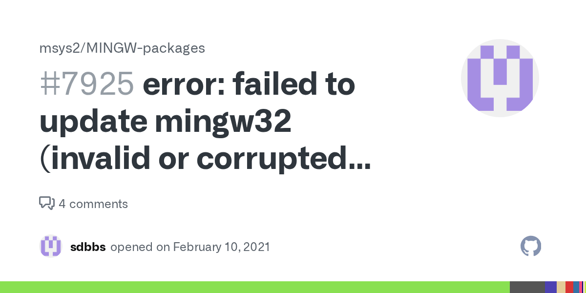 error failed to update mingw32 (invalid or corrupted database (PGP