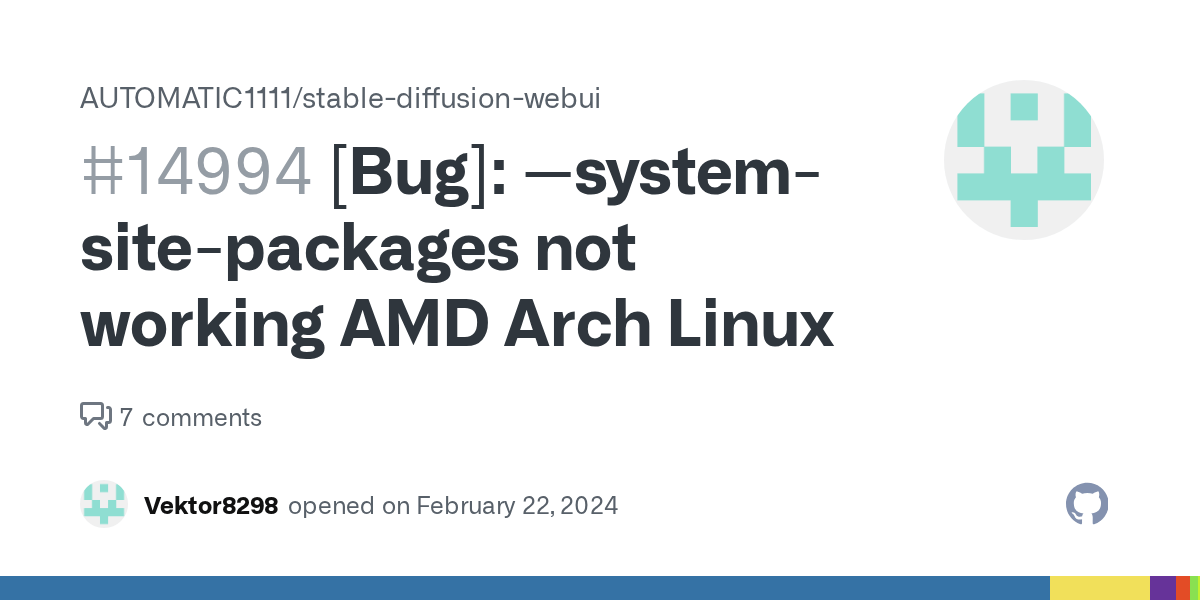 [Bug] systemsitepackages not working AMD Arch Linux · Issue 14994