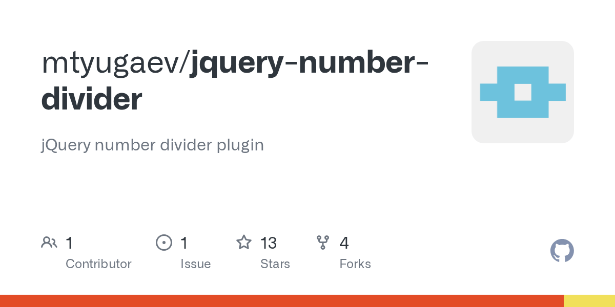 GitHub mtyugaev/jquerynumberdivider jQuery number