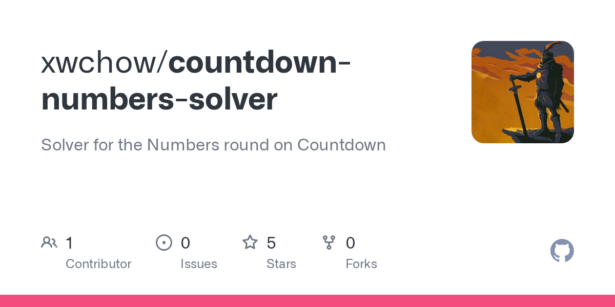 GitHub xwchow/countdownnumberssolver Solver for the Numbers round