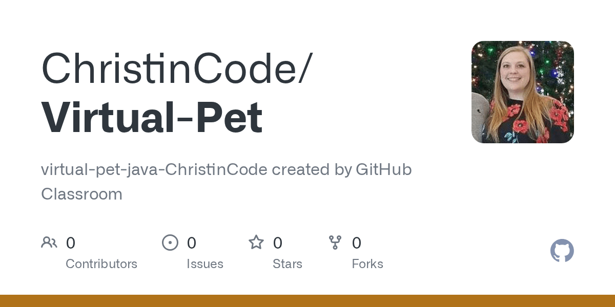 GitHub ChristinCode/VirtualPet virtualpetjavaChristinCode