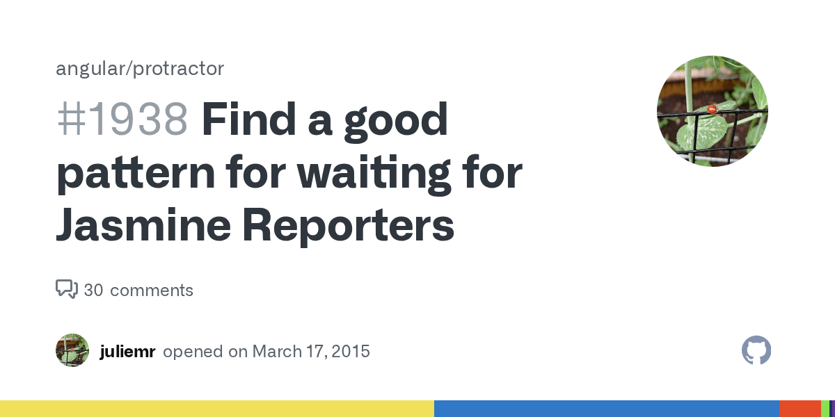 Find a good pattern for waiting for Jasmine Reporters · Issue 1938