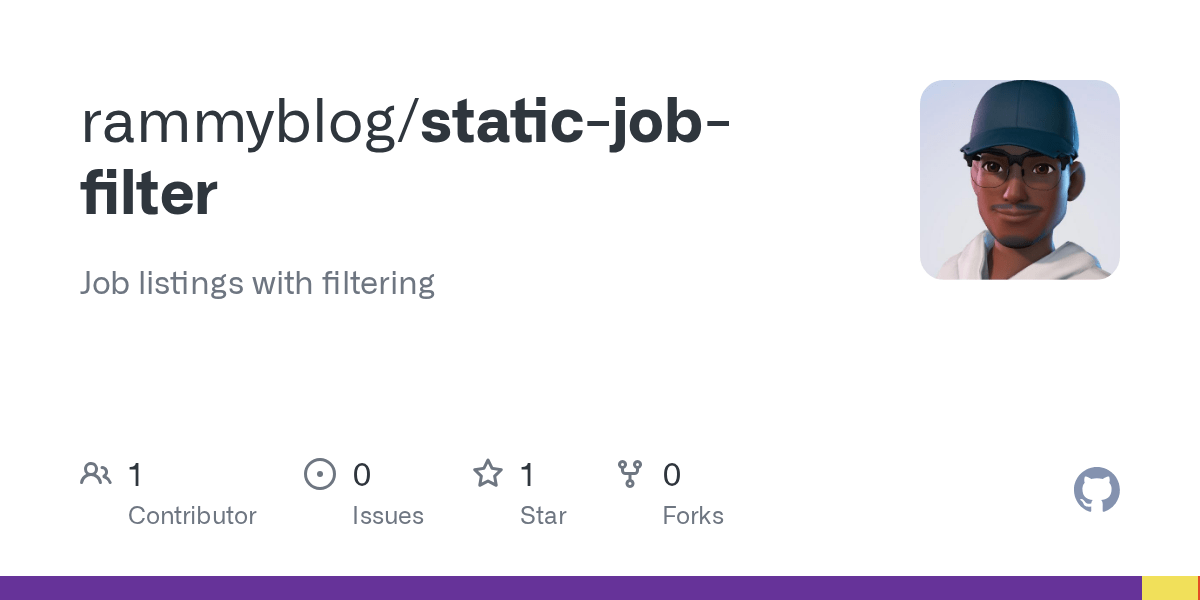 GitHub rammyblog/staticjobfilter Job listings with filtering