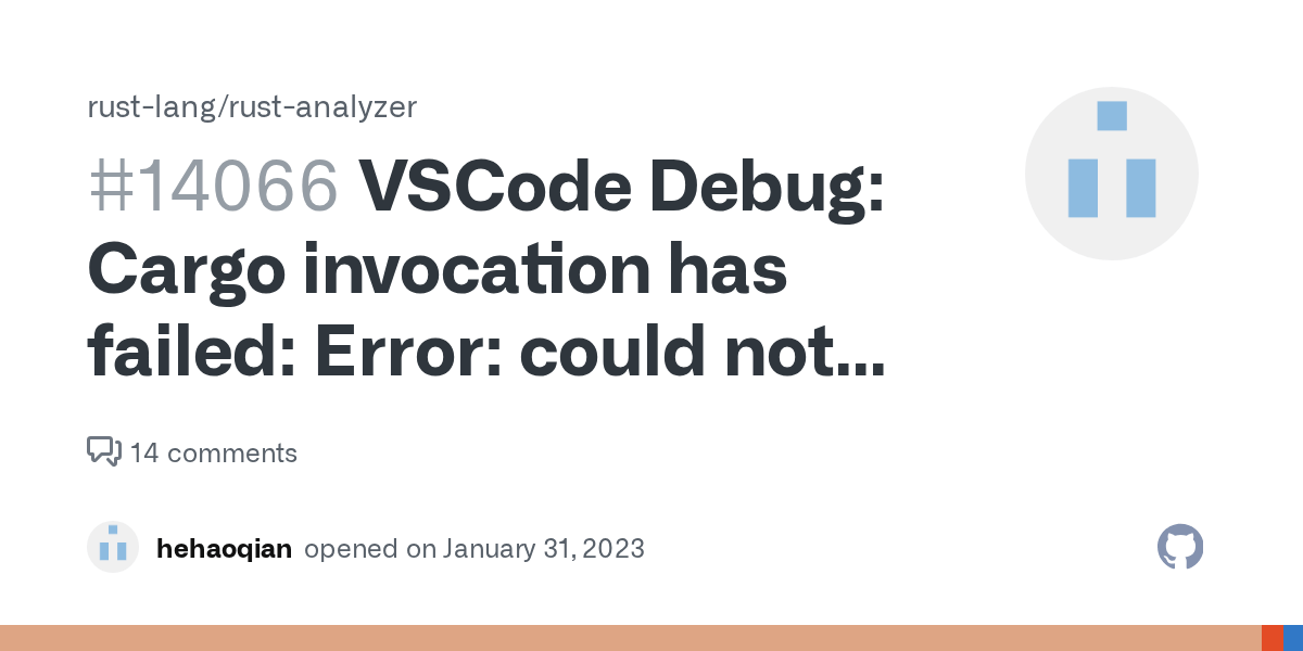 VSCode Debug Cargo invocation has failed Error could not launch