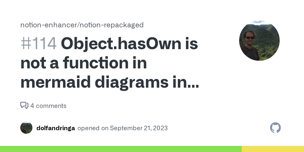 Object.hasOwn is not a function in mermaid diagrams in notion