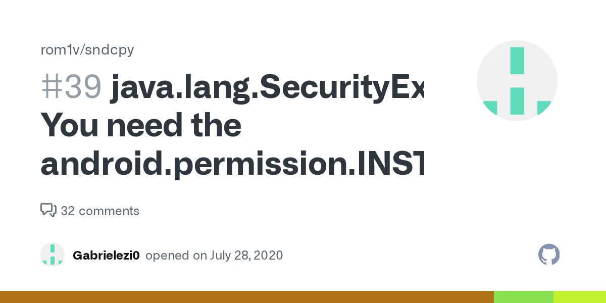 java.lang.SecurityException You need the android.permission.INSTALL