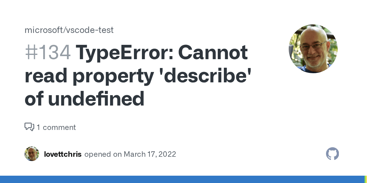 TypeError Cannot read property 'describe' of undefined · Issue 134