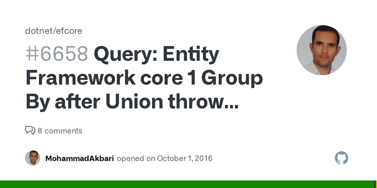 Query Entity Framework core 1 Group By after Union throw “must be