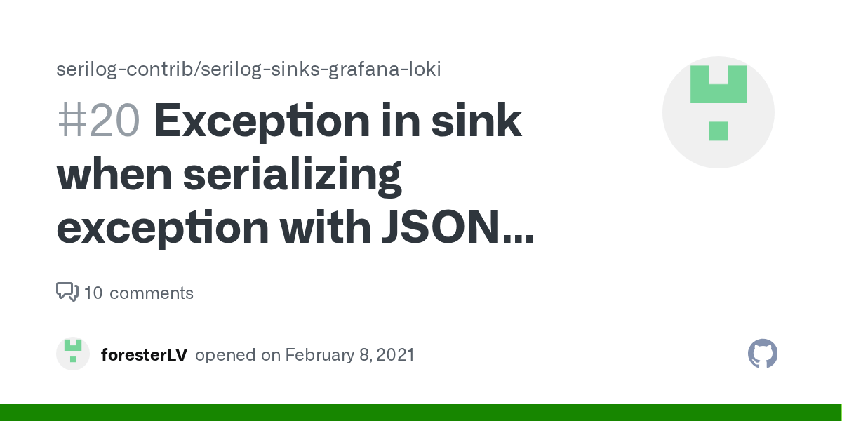 Exception in sink when serializing exception with JSON formatting