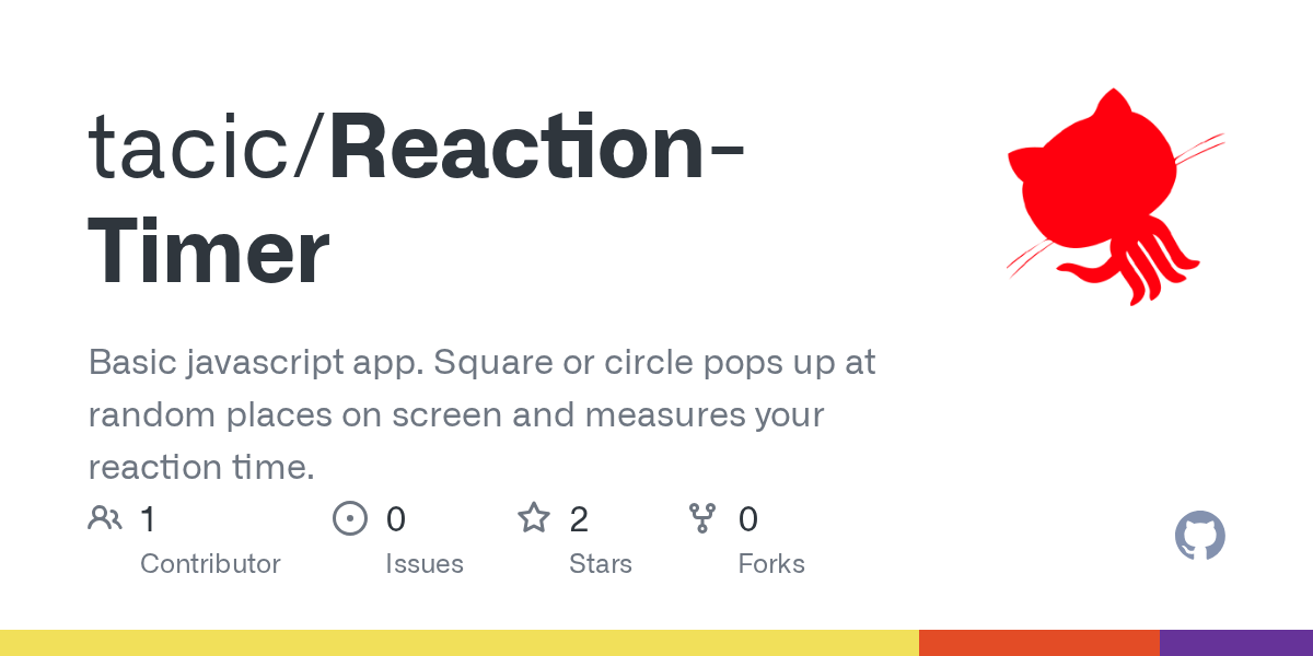 GitHub tacic/ReactionTimer Basic javascript app. Square or circle