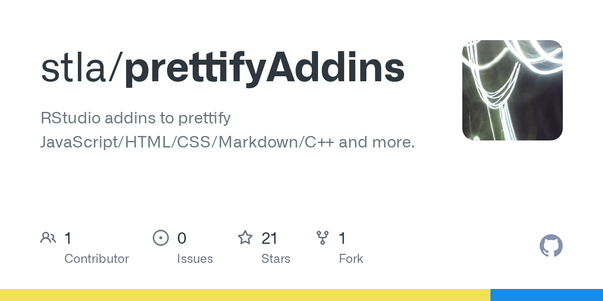 GitHub stla/prettifyAddins RStudio addins to prettify JavaScript