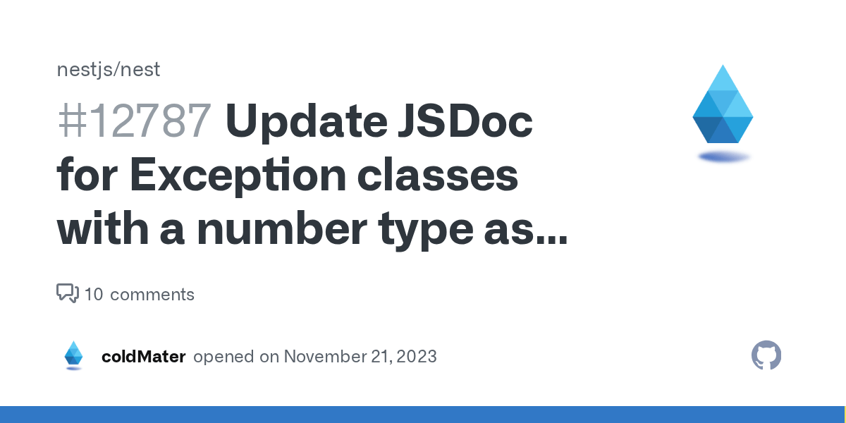 Update JSDoc for Exception classes with a number type as the first