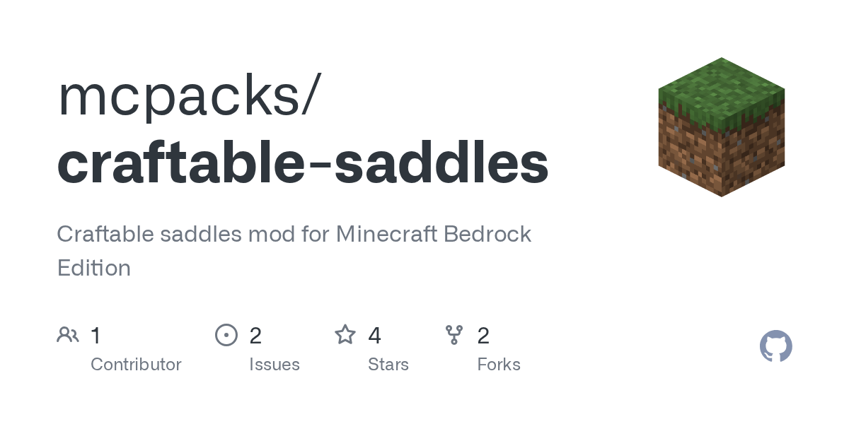 GitHub mcpacks/craftablesaddles Craftable saddles mod for Minecraft