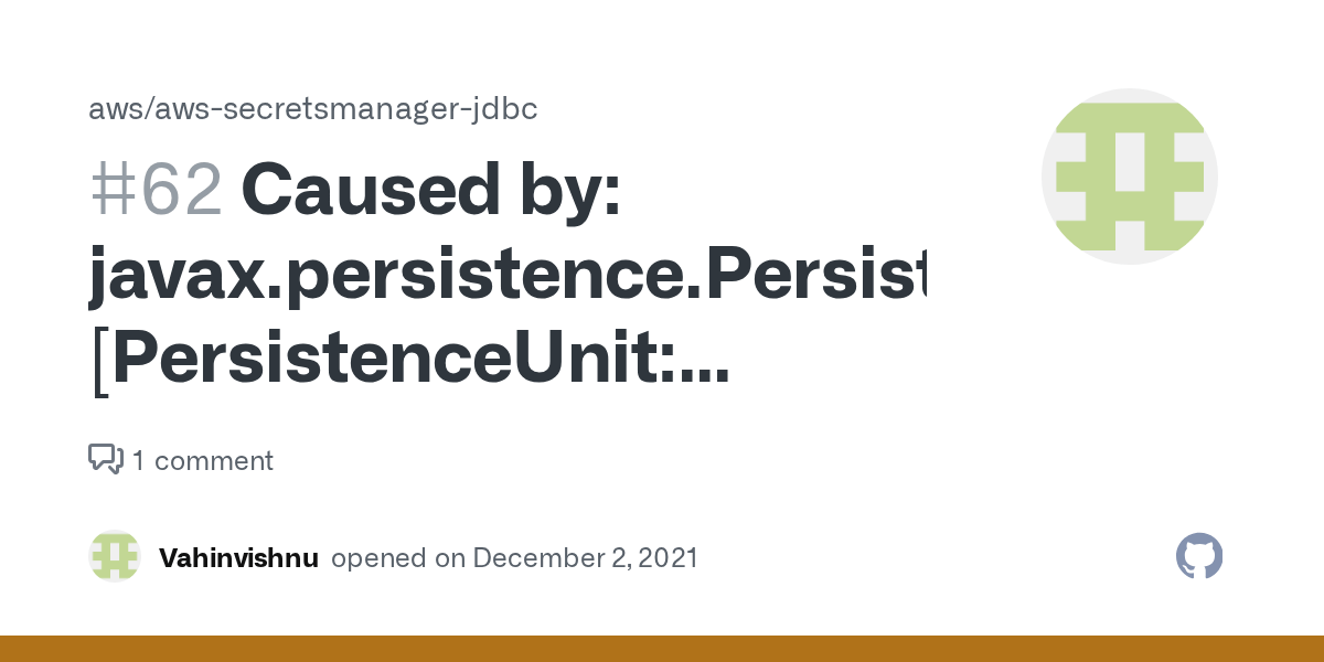 Caused by javax.persistence.PersistenceException [PersistenceUnit
