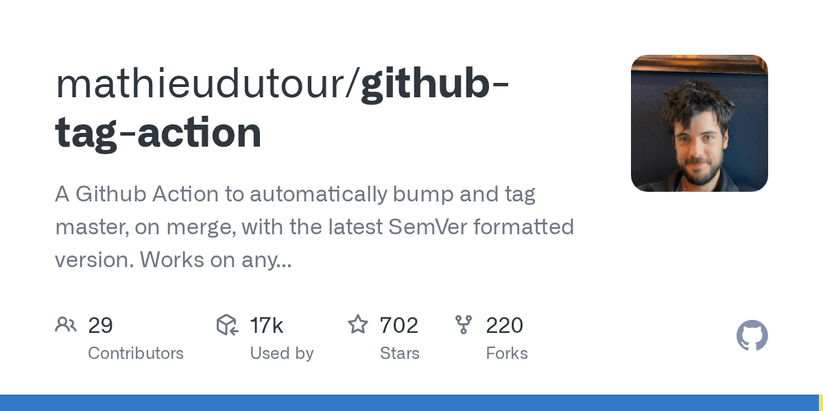 GitHub mathieudutour/githubtagaction A Github Action to