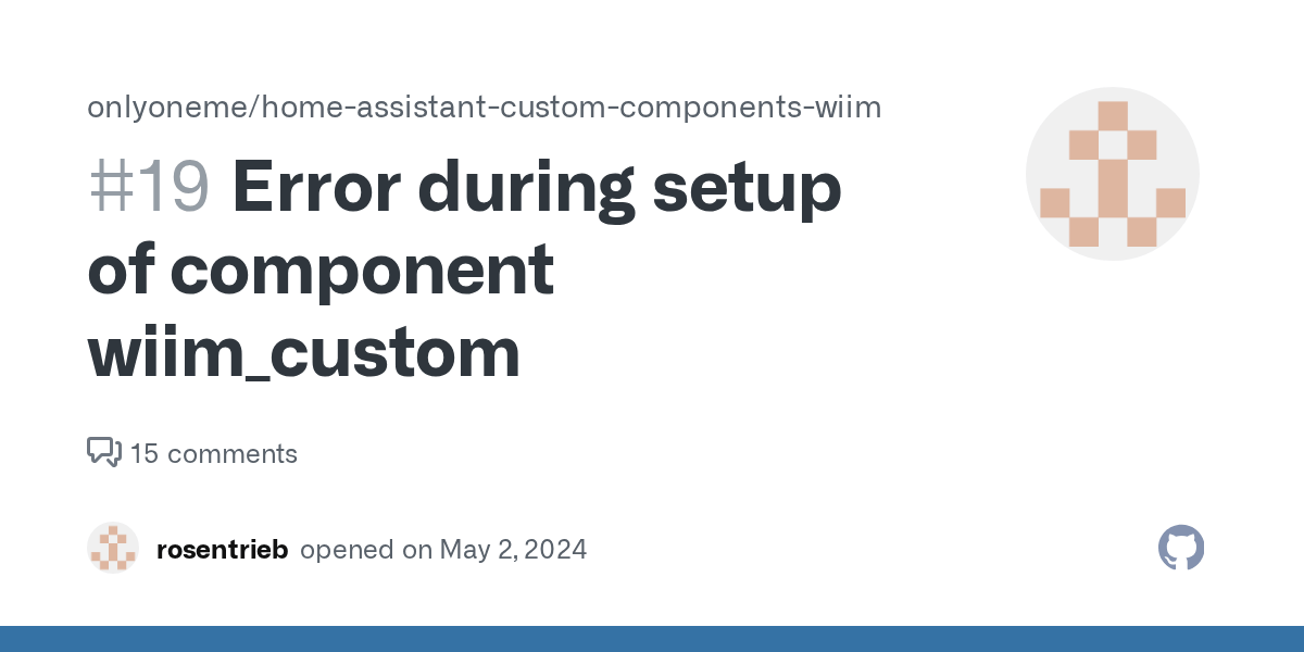 Error during setup of component wiim_custom · Issue 19 · onlyoneme