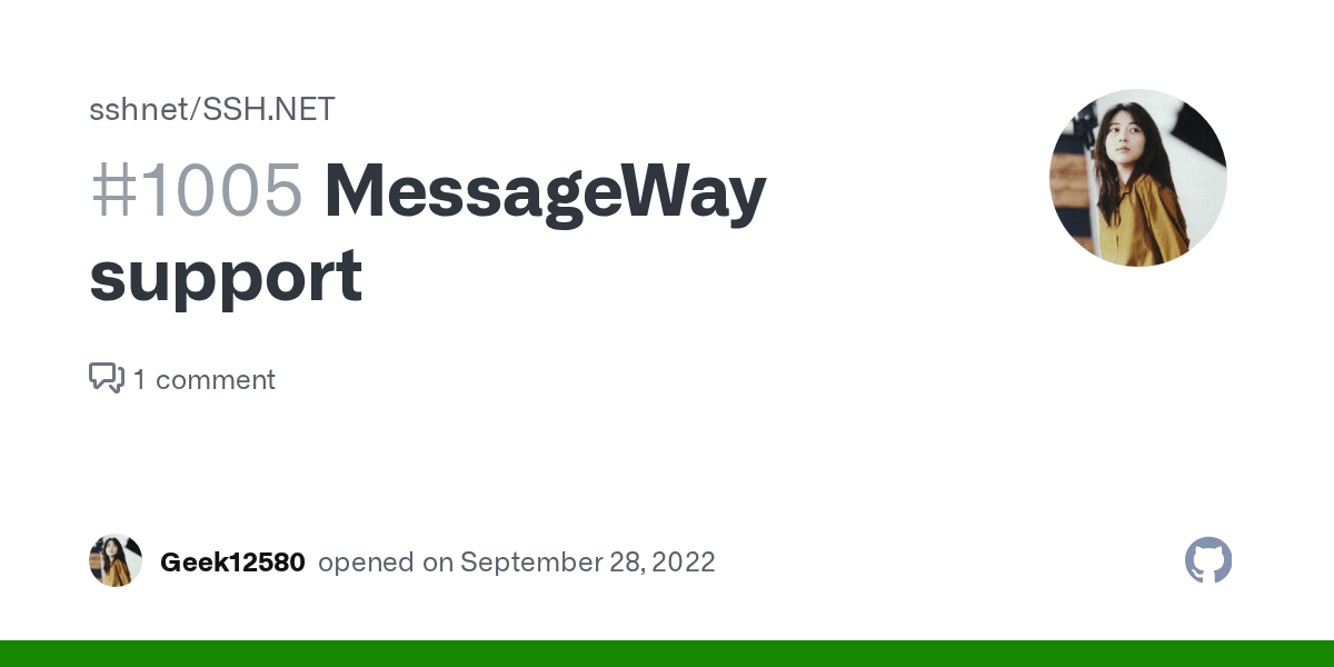MessageWay support · Issue 1005 · · GitHub