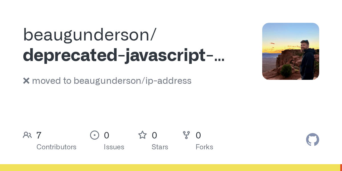 GitHub beaugunderson/deprecatedjavascriptipv6 moved to