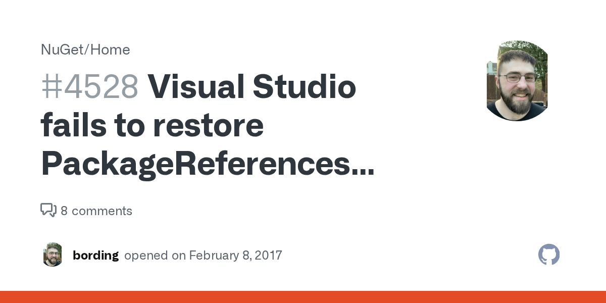 Visual Studio fails to restore PackageReferences when bin and obj