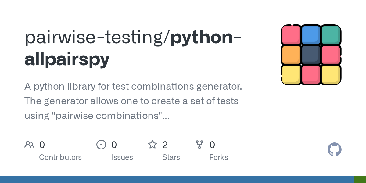 GitHub pairwisetesting/pythonallpairspy A python library for test