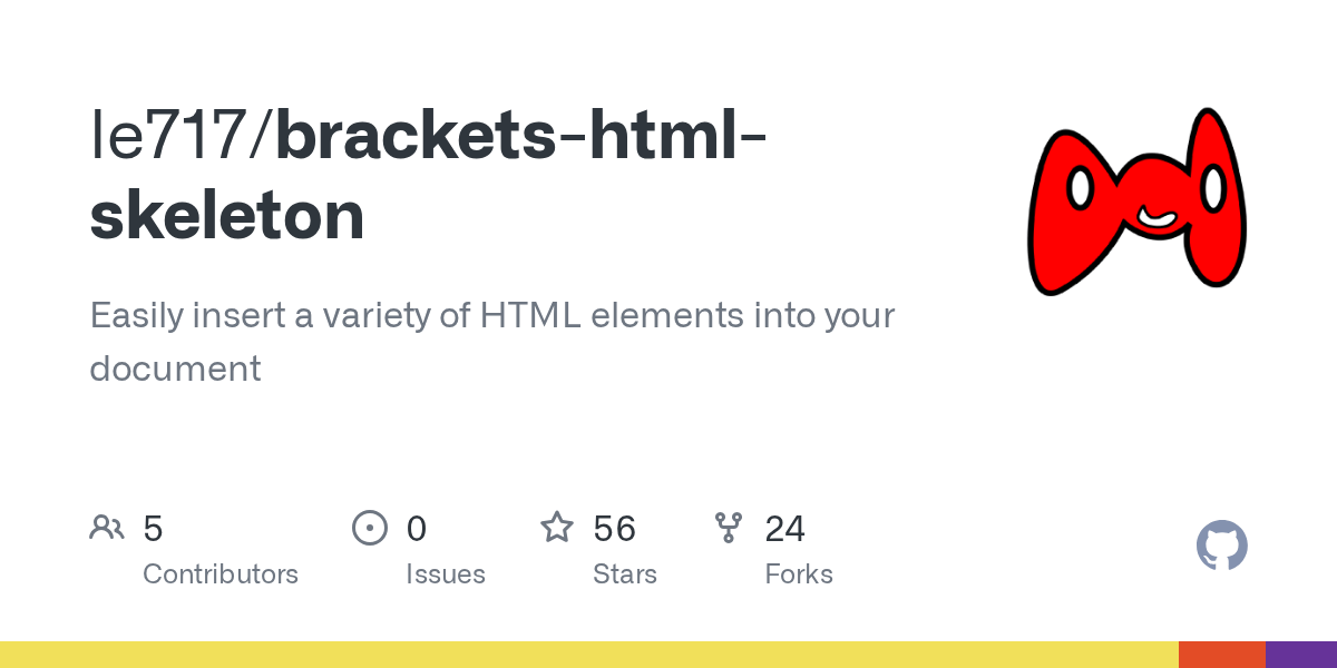 GitHub le717/bracketshtmlskeleton Easily insert a variety of HTML