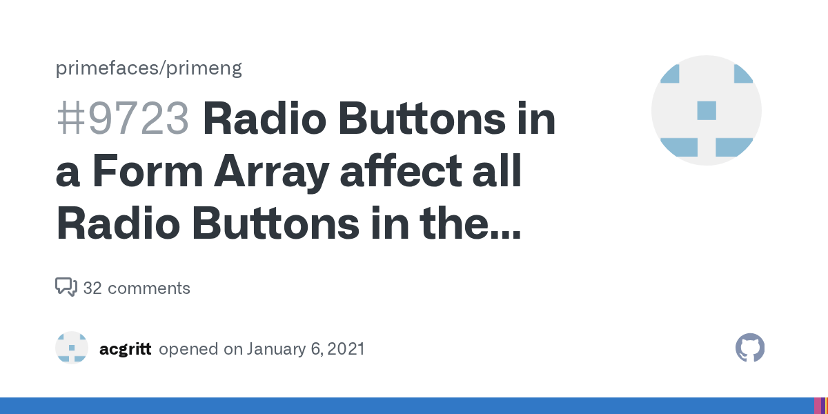 Radio Buttons in a Form Array affect all Radio Buttons in the Array