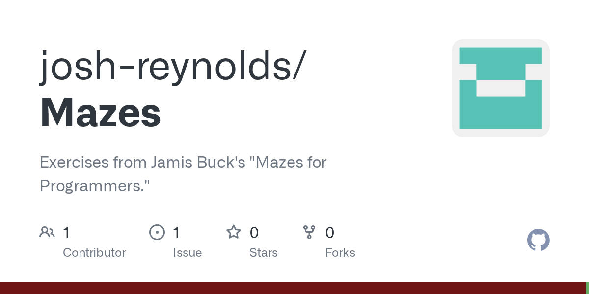 GitHub joshreynolds/Mazes Exercises from Jamis Buck's "Mazes for