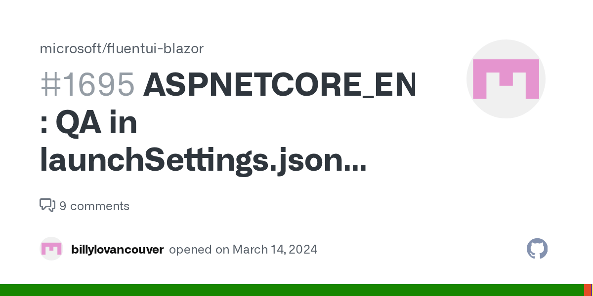 QA in launchSettings.json causes FluentAppBar