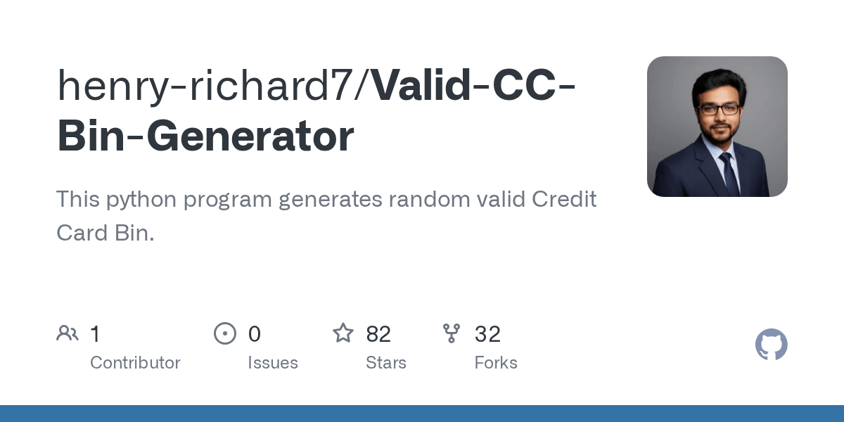 GitHub henryrichard7/ValidCCBinGenerator This python program generates random valid