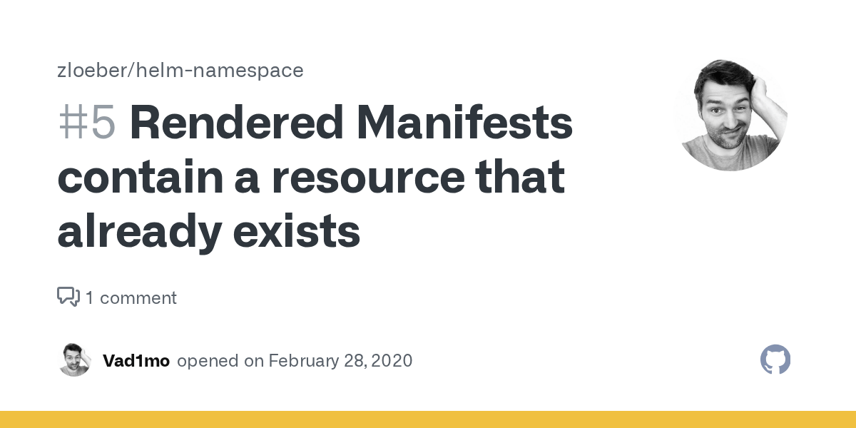 Rendered Manifests contain a resource that already exists · Issue 5