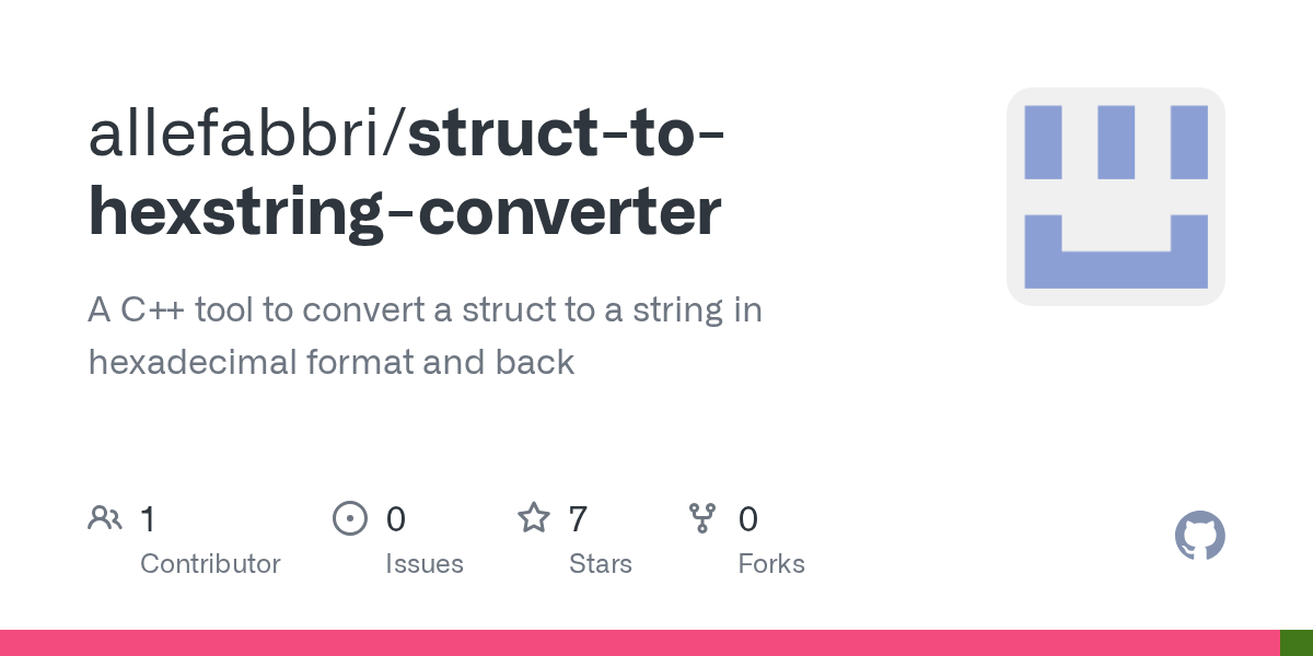 GitHub allefabbri/structtohexstringconverter A C++ tool to