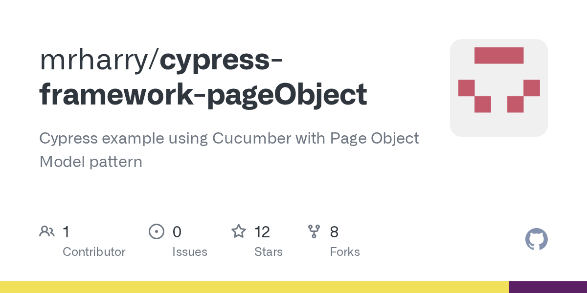 GitHub mrharry/cypressframeworkpageObject Cypress example using