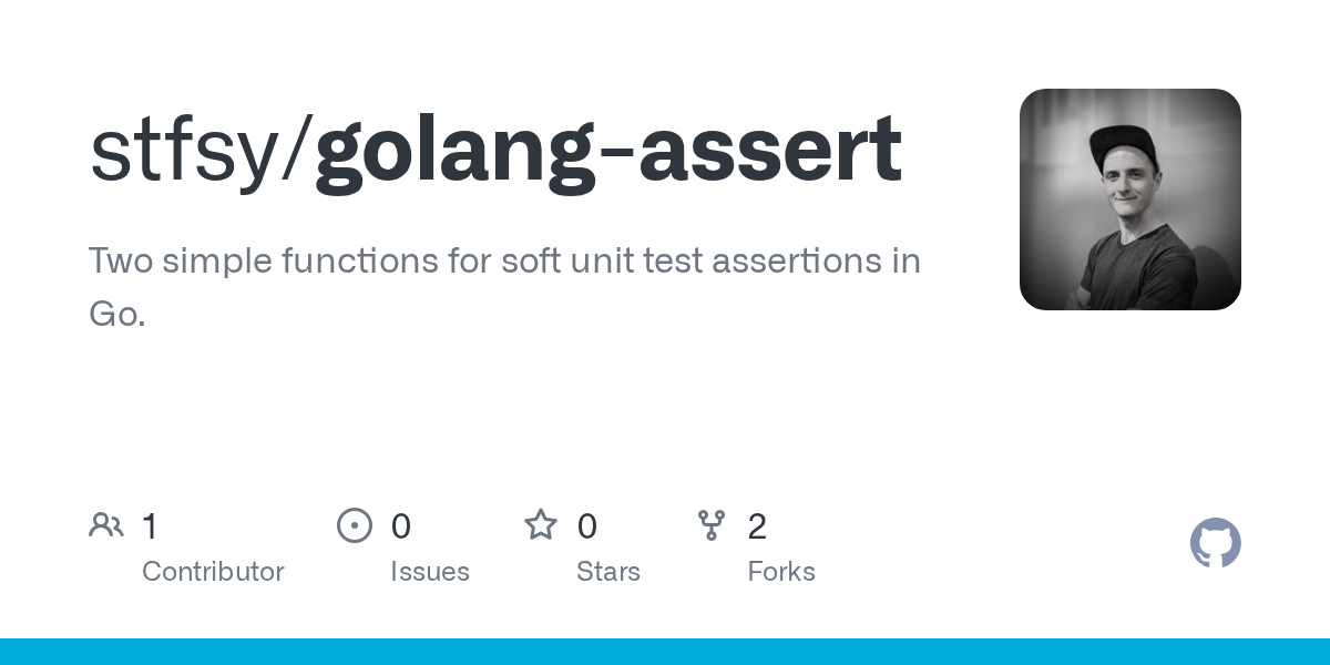 GitHub stfsy/golangassert Two simple functions for soft unit test