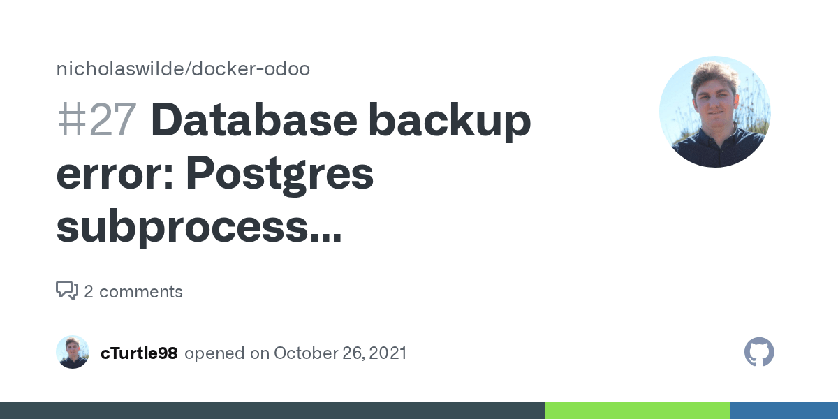 Database backup error Postgres subprocess ('/usr/bin/pg_dump', 'no