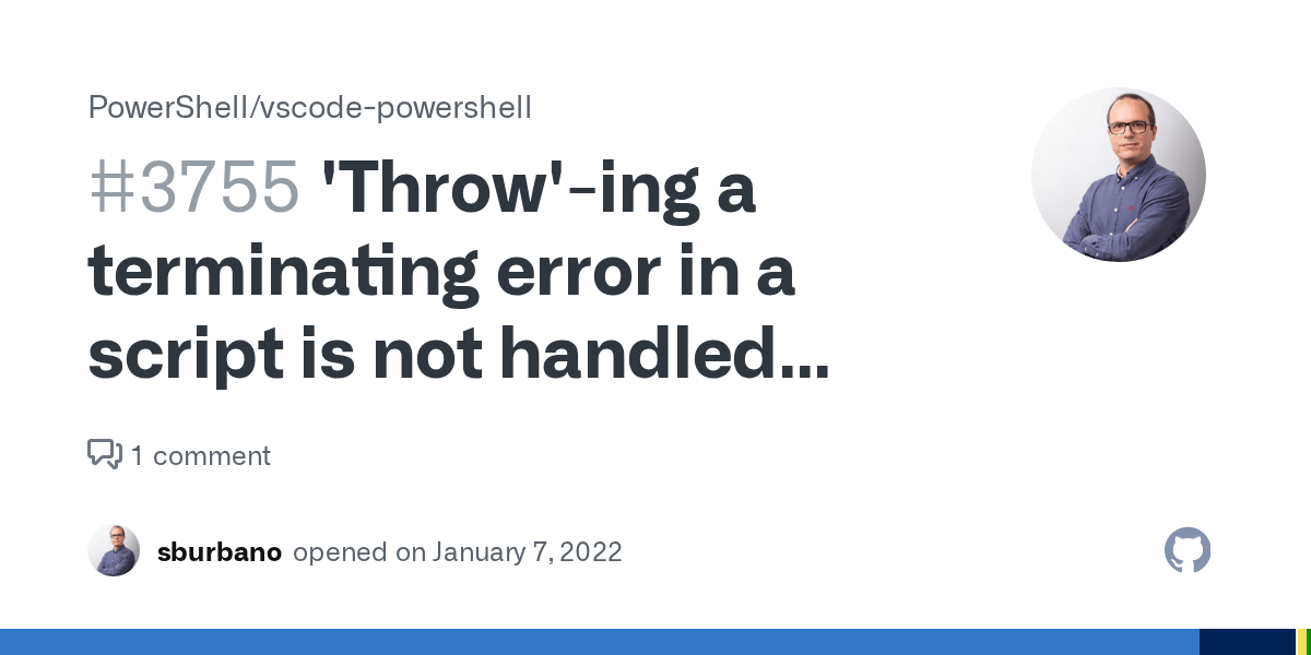 'Throw'ing a terminating error in a script is not handled correctly in