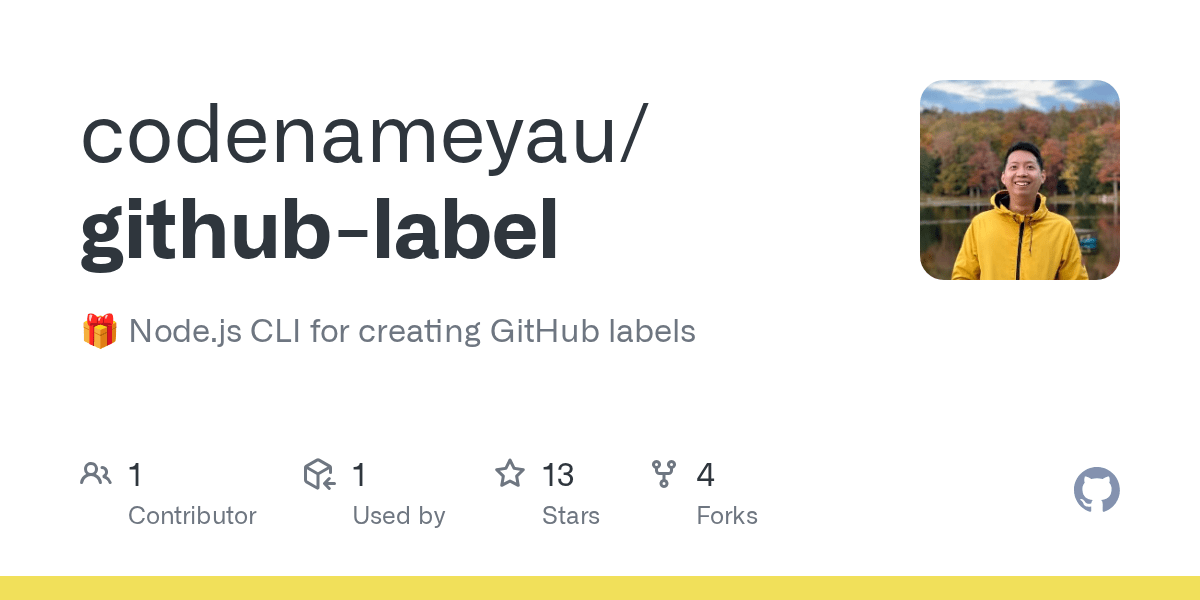 GitHub codenameyau/githublabel gift Node.js CLI for creating