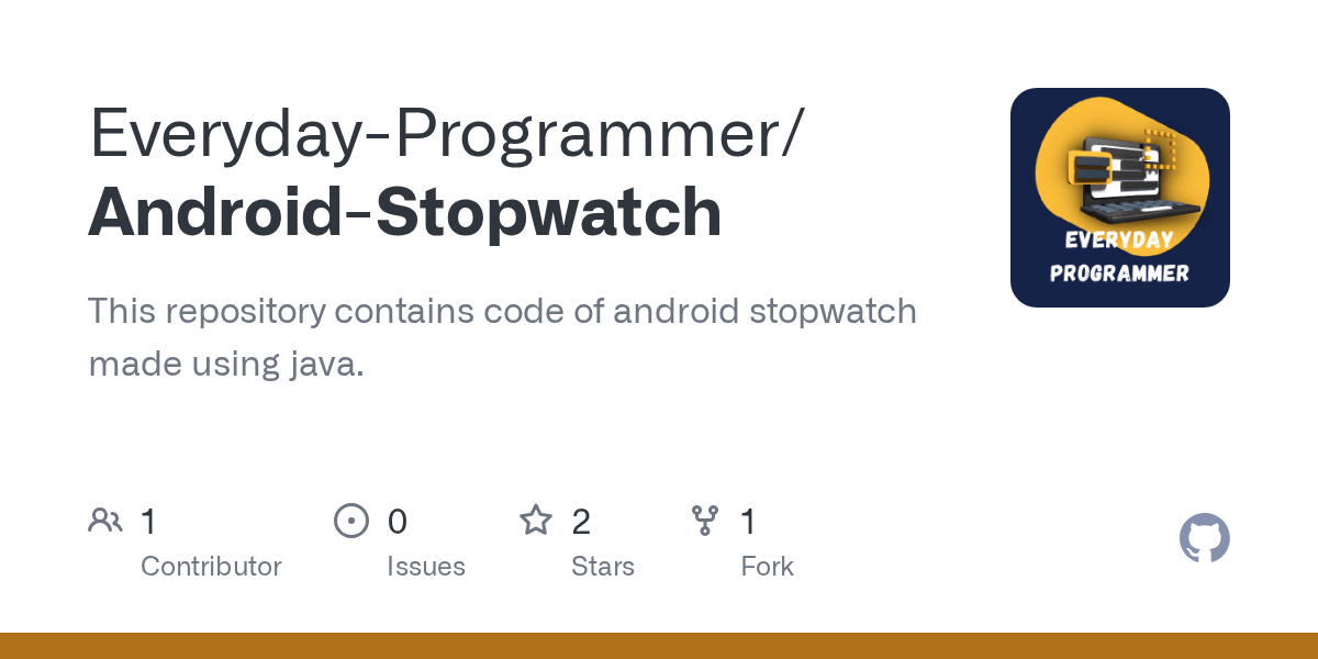 GitHub EverydayProgrammer/AndroidStopwatch This repository