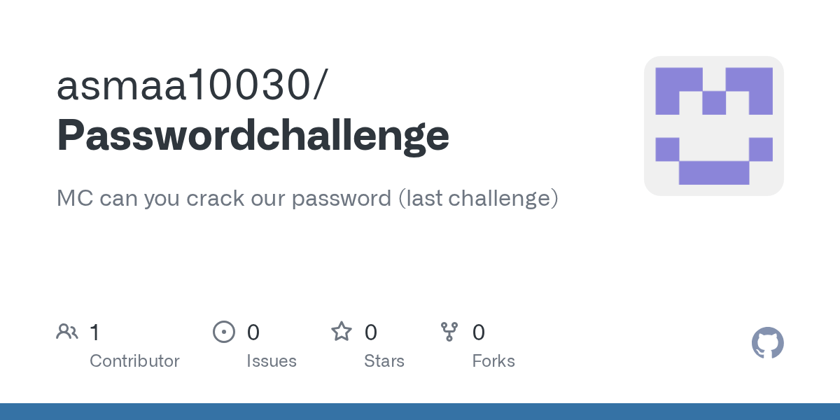 GitHub asmaa10030/Passwordchallenge MC can you crack our password